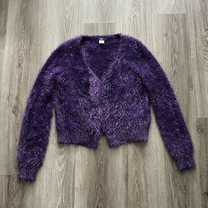 F&F Women's Purple Fuzzy Cardigan